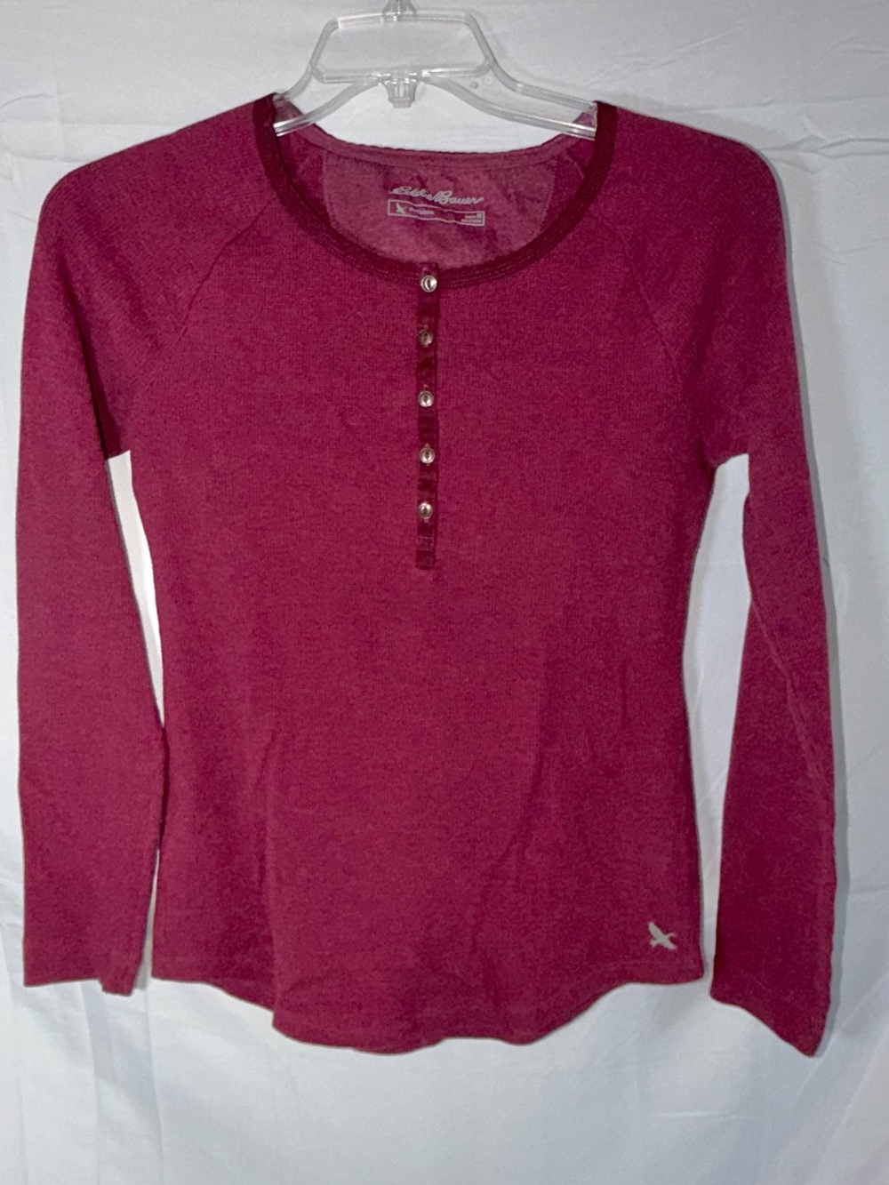 Eddie Bauer Burgundy Long-Sleeve Henley Top